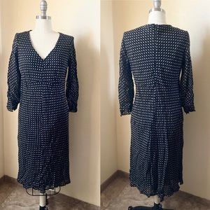 Mimi Maternity V-Neck Floral 3/4 Sleeve Midi Dress Size M Black/Gold
